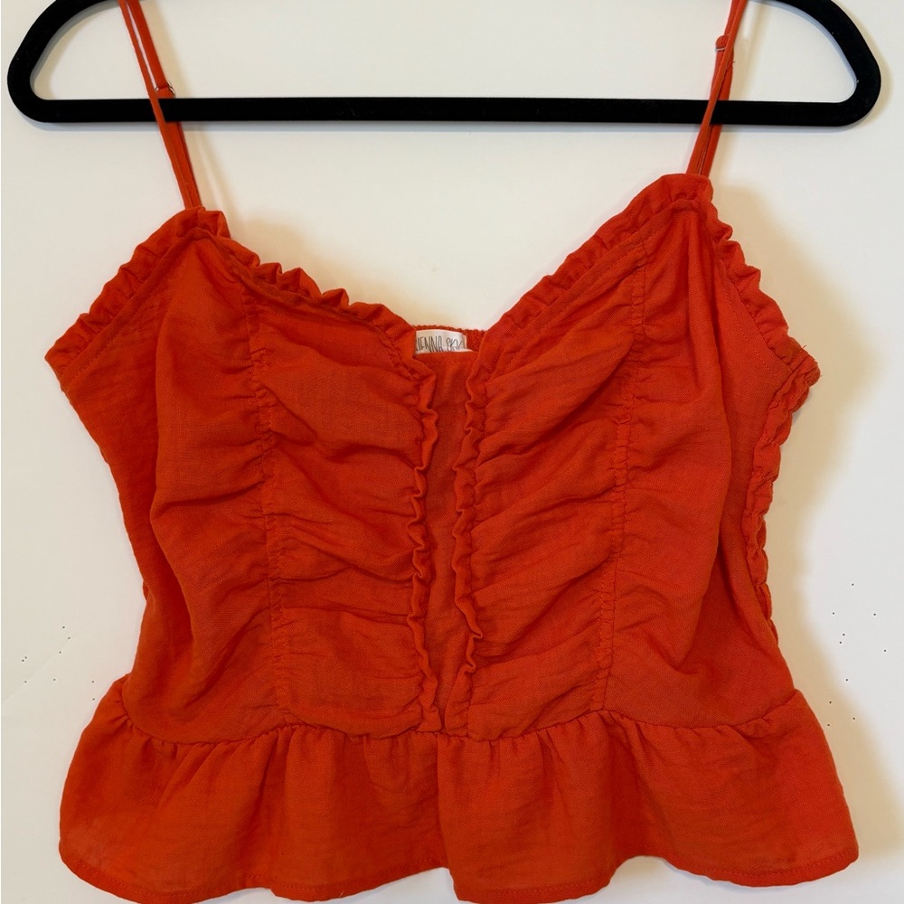 Women's Red Ruffled Top